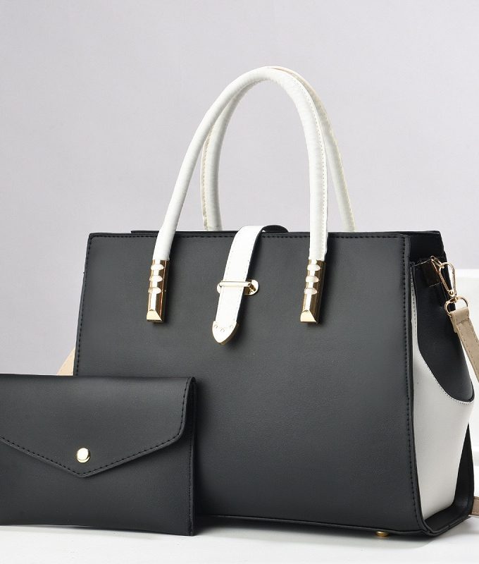 New Solid Simple Casual Embossed Shoulder Handbag Black