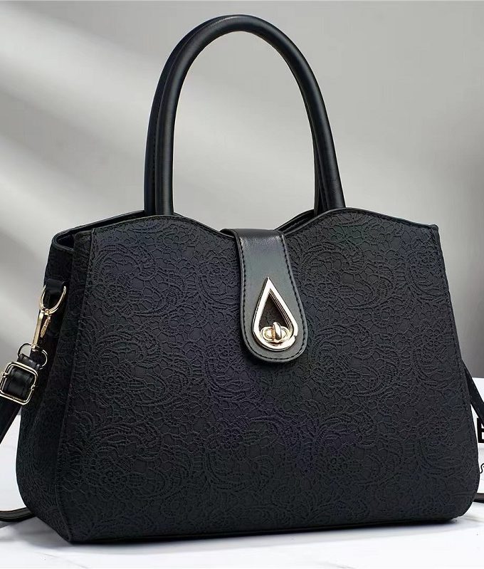 New Pure Simple Genuine Leather Texture Women Bag Black