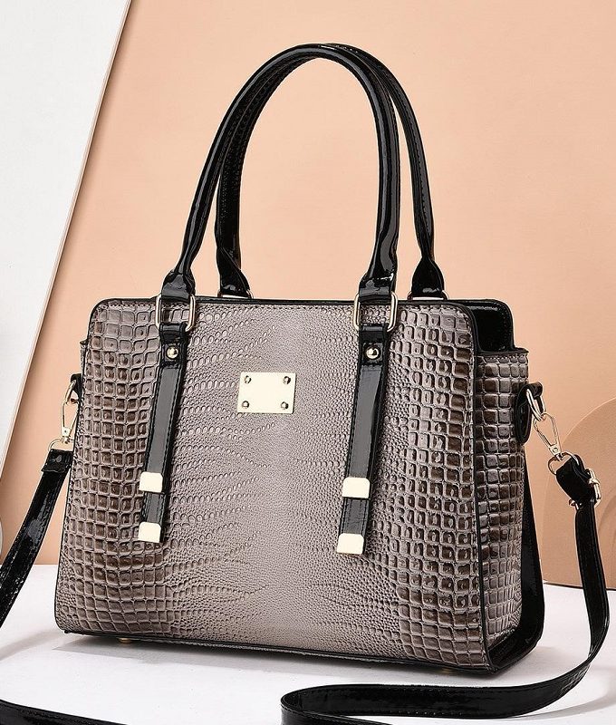 New Style Simple Soft Leather Texture Women Bag Grey